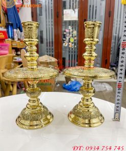 Đôi chân nến bằng đồng cao 25cm thờ cúng