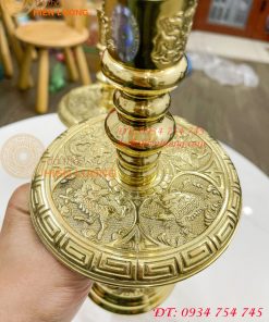 Đôi chân nến bằng đồng cao 25cm thờ cúng