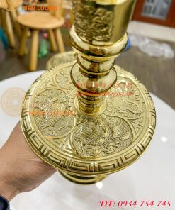 Đôi chân nến bằng đồng cao 25cm thờ cúng