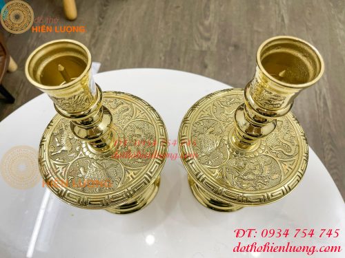 Đôi chân nến bằng đồng cao 25cm thờ cúng