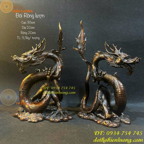 Tượng rồng lượn bằng đồng phong thủy