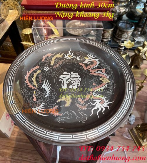 Mâm bồng khảm ngũ sắc 30cm thờ cúng