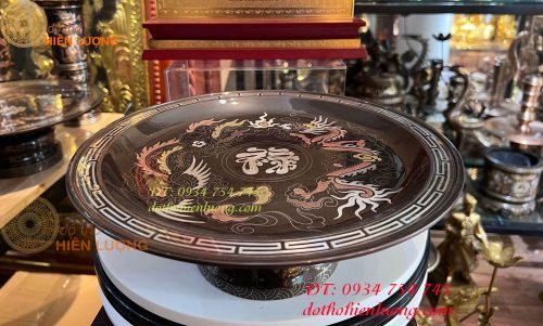 Mâm bồng khảm ngũ sắc 30cm thờ cúng