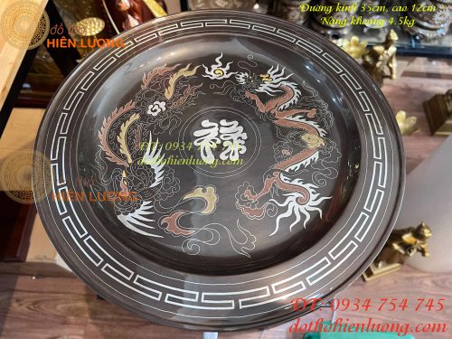 Mâm bồng khảm ngũ sắc đường kính 30cm thờ cúng