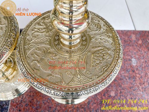 Đôi chân nến bằng đồng số 4 vĩnh tiến cao 48cm thờ cúng