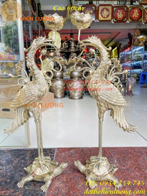 Đôi hạc thờ cao 60cm bằng đồng số 4 vĩnh tiến