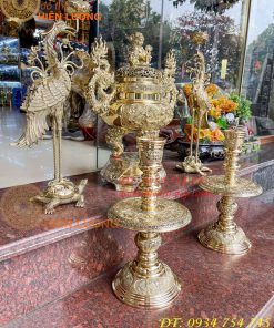 Bộ đỉnh đồng thờ cúng số 4 vĩnh tiến cao 60cm