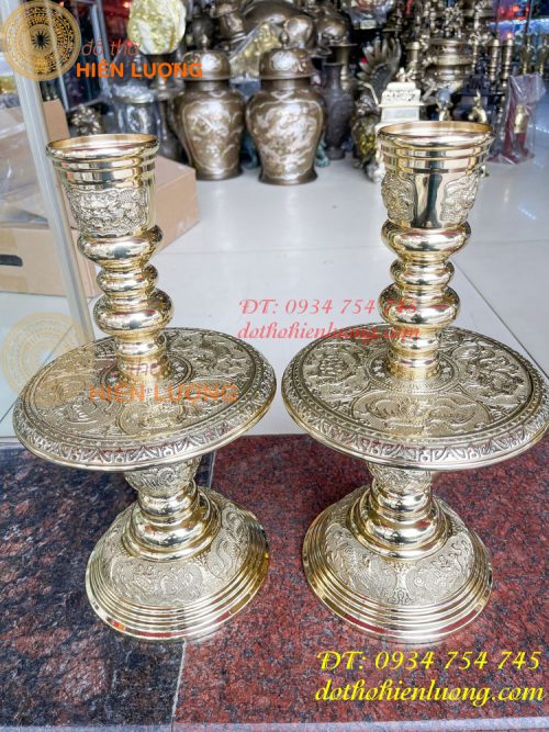 Đôi chân nến bằng đồng số 4 vĩnh tiến cao 48cm thờ cúng