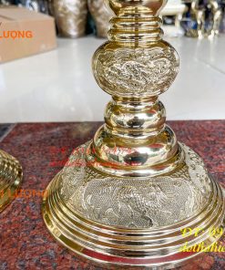 Đôi chân nến bằng đồng số 4 vĩnh tiến cao 48cm thờ cúng