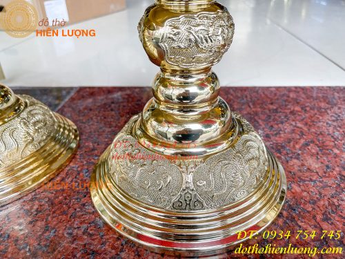 Đôi chân nến bằng đồng số 4 vĩnh tiến cao 48cm thờ cúng