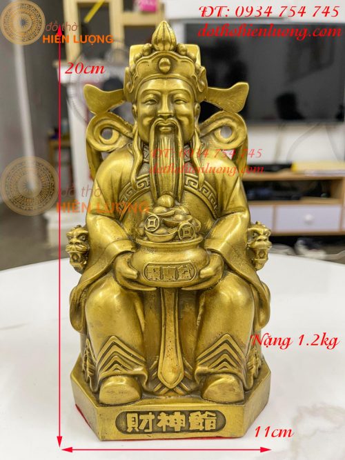 Tượng ông thần tiền cao 20cm bằng đồng