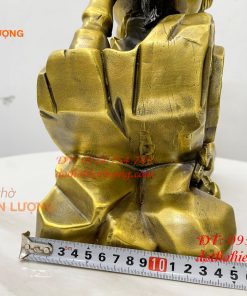 Tượng dê bằng đồng cao 42cm đứng bãi đá phong thủy