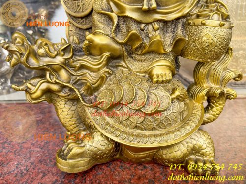 Tượng di lặc cưỡi long quy bằng đồng phong thủy cao 36cm