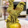 Tượng gà trống đứng bao tiền bằng đồng cao 28cm