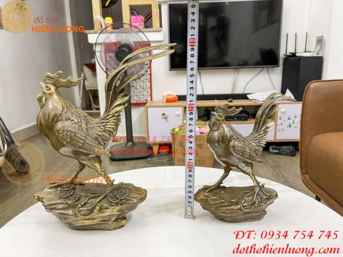 Tượng gà tre bằng đồng hun phong thủy 2 cỡ