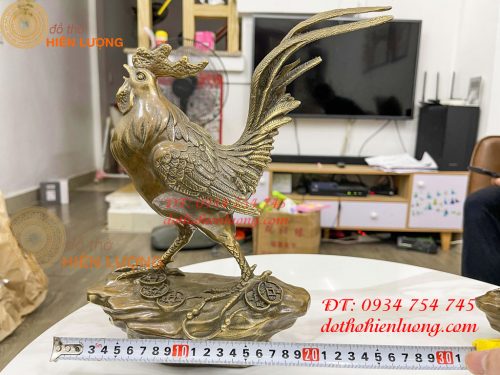 Tượng gà tre bằng đồng hun phong thủy 2 cỡ