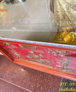 Tranh mừng thọ bà 63x107cm bằng đồng liền tấm khung gỗ