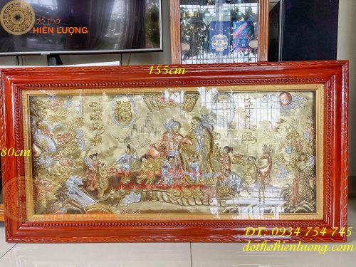 Tranh mừng song thọ bằng đồng 80x155cm mạ tam khí