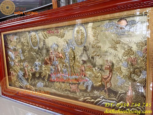 Tranh mừng song thọ bằng đồng 80x155cm mạ tam khí