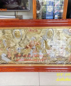 Tranh mừng song thọ bằng đồng 80x155cm mạ tam khí