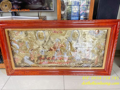 Tranh mừng song thọ bằng đồng 80x155cm mạ tam khí