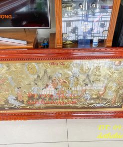 Tranh mừng song thọ bằng đồng 80x155cm mạ tam khí