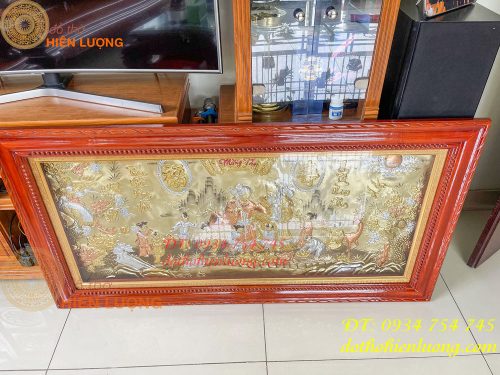 Tranh mừng song thọ bằng đồng 80x155cm mạ tam khí