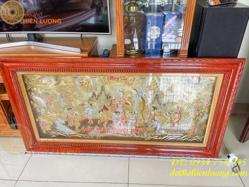 Tranh mừng song thọ bằng đồng 80x155cm mạ tam khí