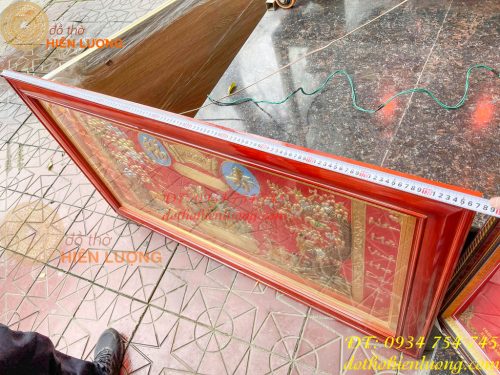 Tranh Mừng Thọ Song Thọ 80x137cm Bằng Đồng Liền Tấm