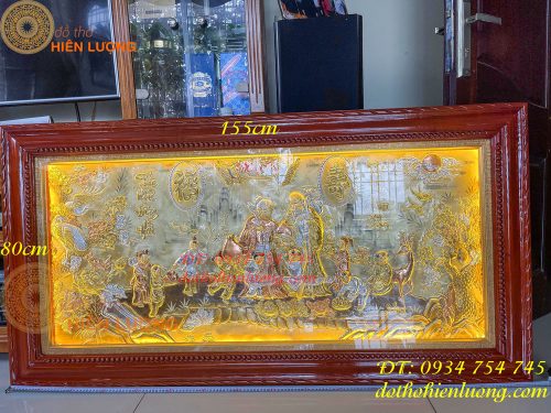 Tranh mừng song thọ bằng đồng 80x155cm mạ tam khí