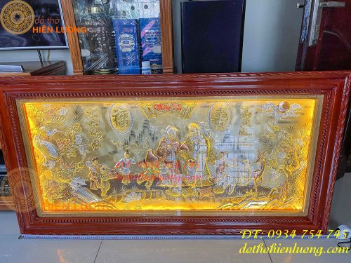 Tranh mừng song thọ bằng đồng 80x155cm mạ tam khí