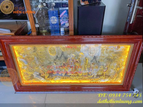 Tranh mừng song thọ bằng đồng 80x155cm mạ tam khí