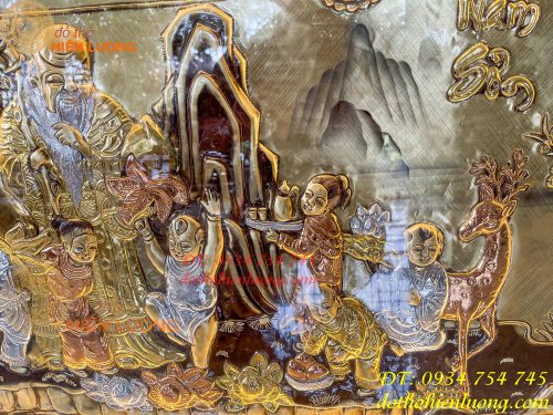 Tranh mừng thọ ông bằng đồng 90x170cm tam khí