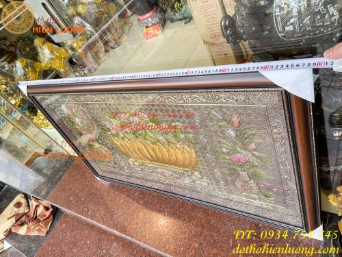 Tranh ngũ quả 75x130cm bằng đồng hun thờ cúng