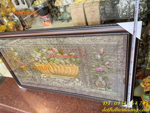 Tranh ngũ quả 75x130cm bằng đồng hun thờ cúng