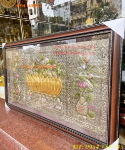 Tranh ngũ quả 75x130cm bằng đồng hun thờ cúng