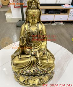 Tượng phật bà quan âm cao 38cm bằng đồng