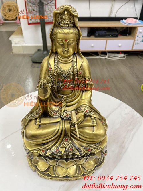 Tượng phật bà quan âm cao 38cm bằng đồng