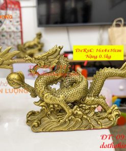 Tượng rồng cuộn sóng bằng đồng phong thủy