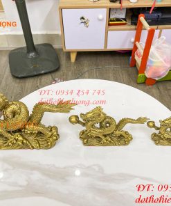 Tượng rồng cuộn sóng bằng đồng phong thủy