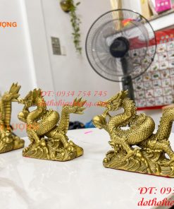 Tượng rồng cuộn sóng bằng đồng phong thủy