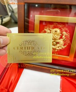 Tranh rồng nhả ngọc bằng vàng lá 24K