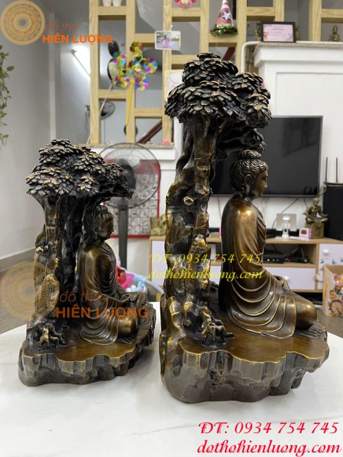 Tượng phật thích ca ngồi gốc đề bằng đồng