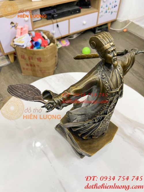 Tượng Khổng Minh Đón Gió Cao 35cm Bằng Đồng