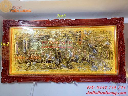 Tranh vinh quy bái tổ 2m3x1m2 bằng đồng liền tấm
