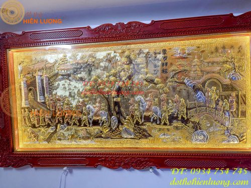 Tranh vinh quy bái tổ 2m3x1m2 bằng đồng liền tấm