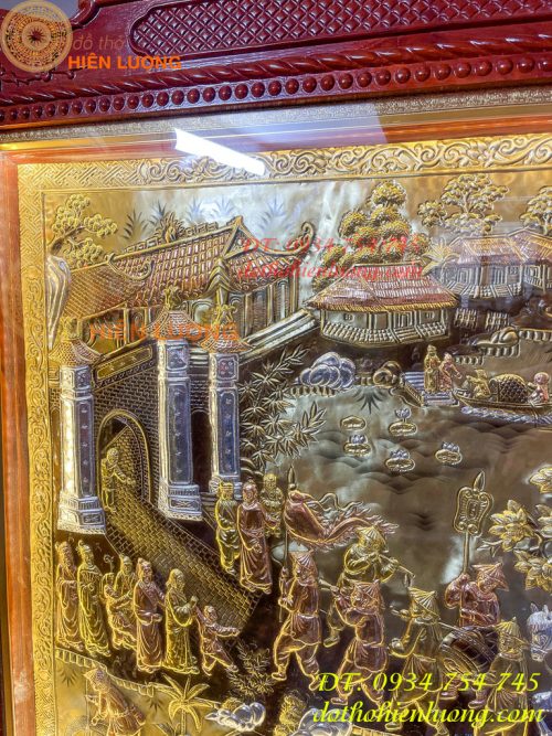 Tranh vinh quy bái tổ 2m3x1m2 bằng đồng liền tấm