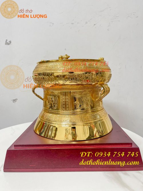 Quả Trống Đồng 25cm Mạ Vàng 24K