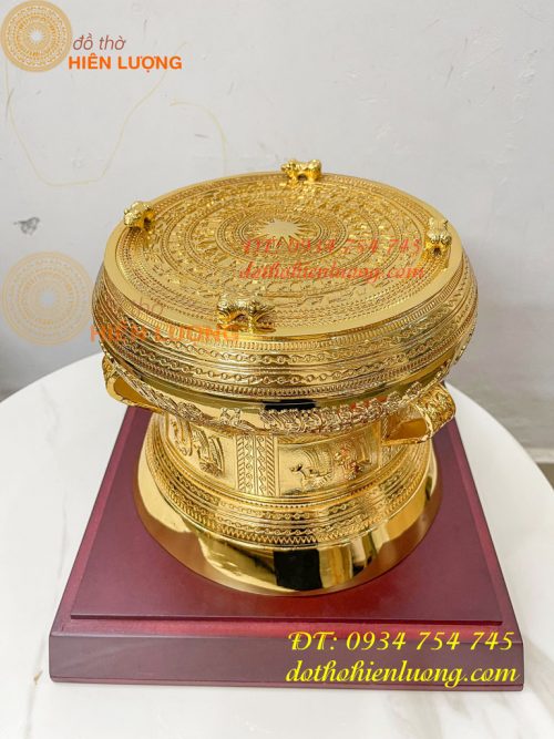 Quả Trống Đồng 25cm Mạ Vàng 24K