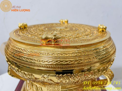 Quả Trống Đồng 25cm Mạ Vàng 24K